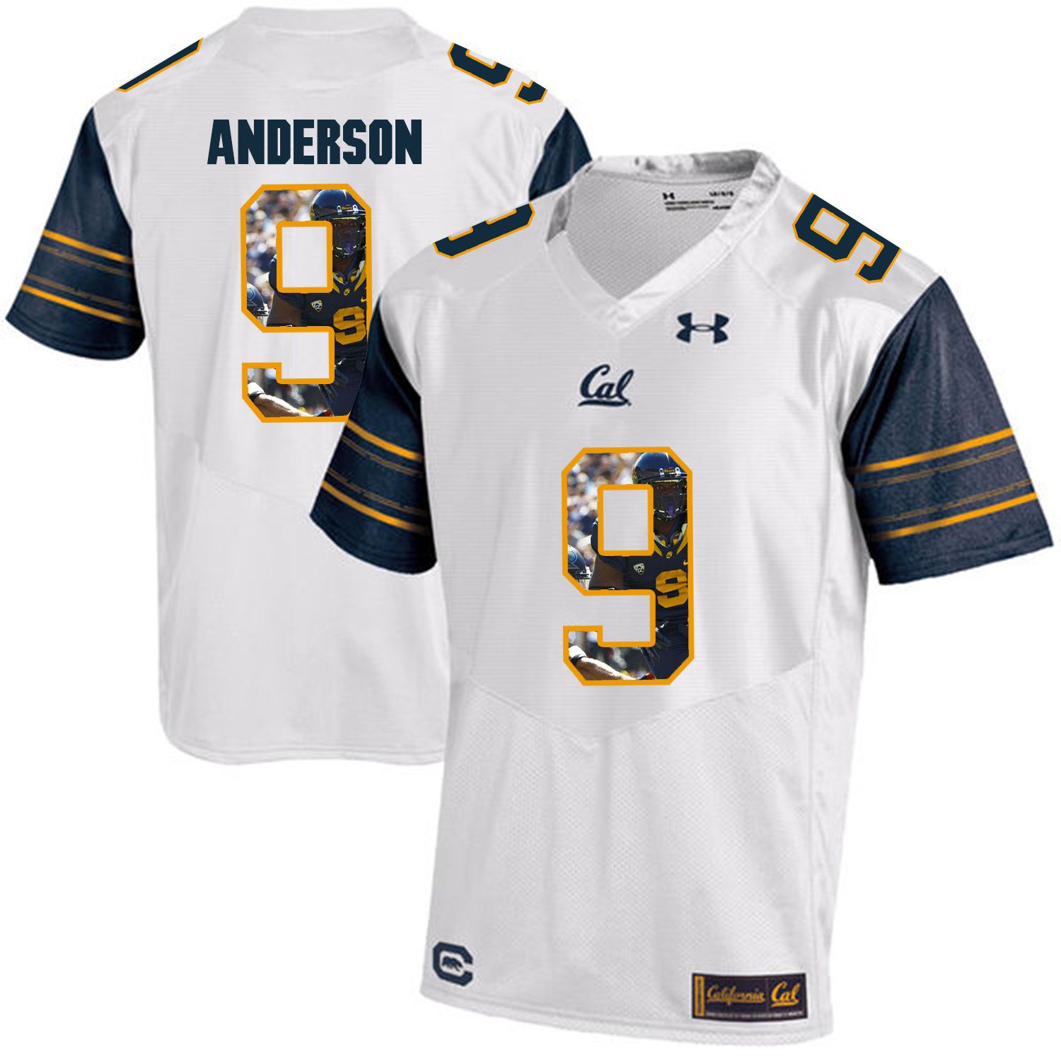 Men California Golden Bears #9 C.J. Anderson White Customized NCAA Jerseys